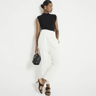 Cream High Waisted Straight Trousers sold by River Island
