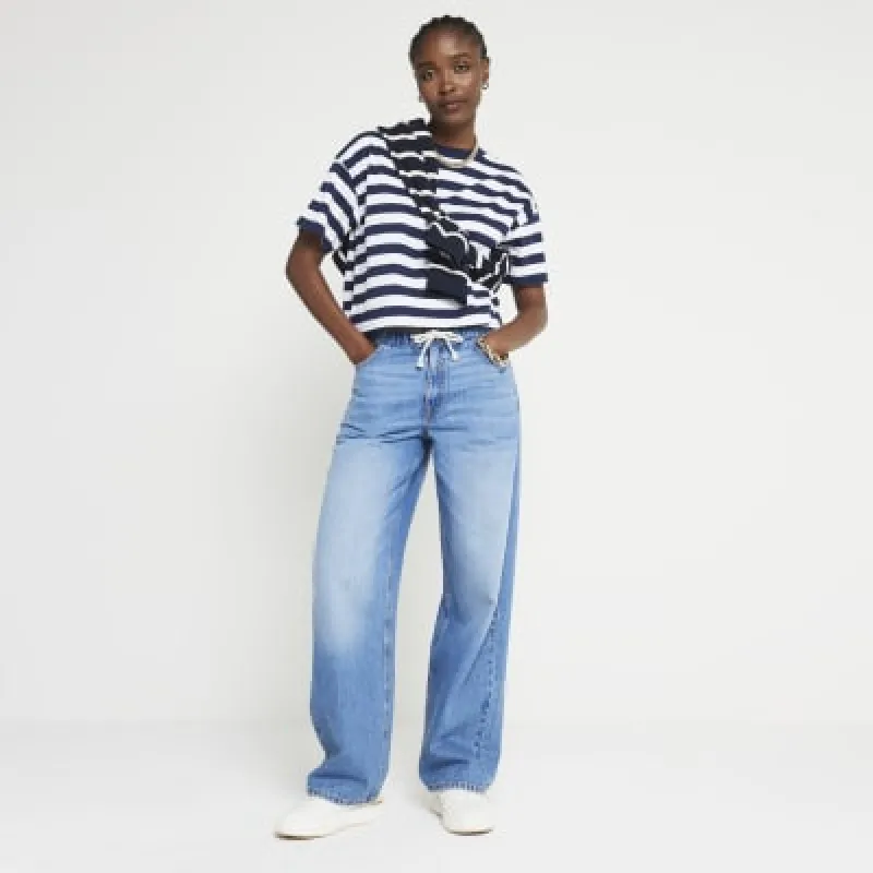 Blue stripe crop t-shirt sold by River Island