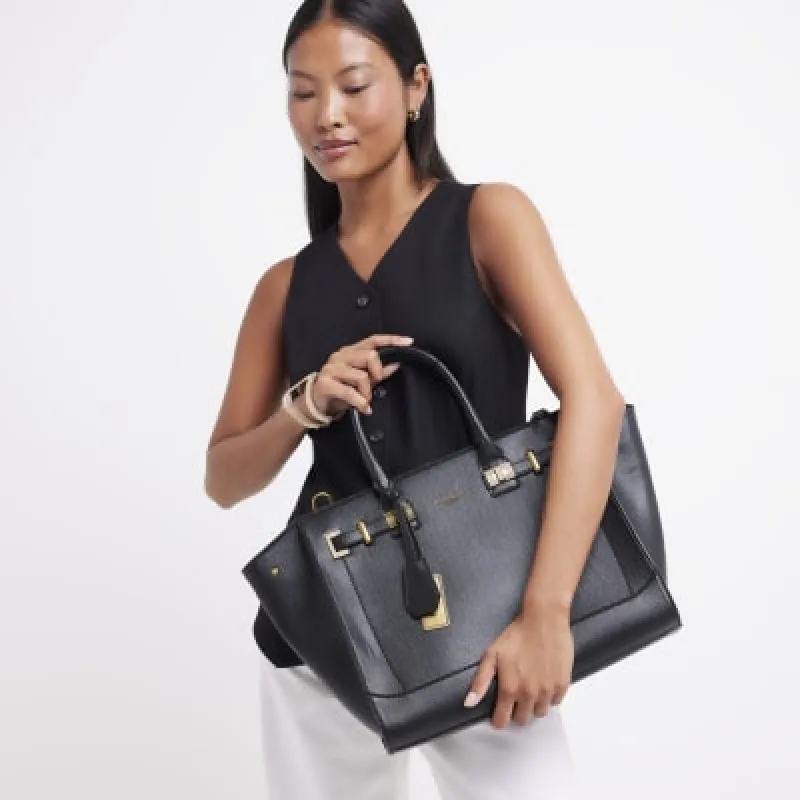 Black hardware tote bag sold by River Island
