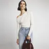 Cream drape off shoulder bodysuit sold by River Island