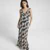 Black sequin floral slip maxi dress sold by River Island
