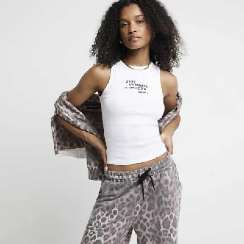 White Embroidered Vest Top sold by River Island