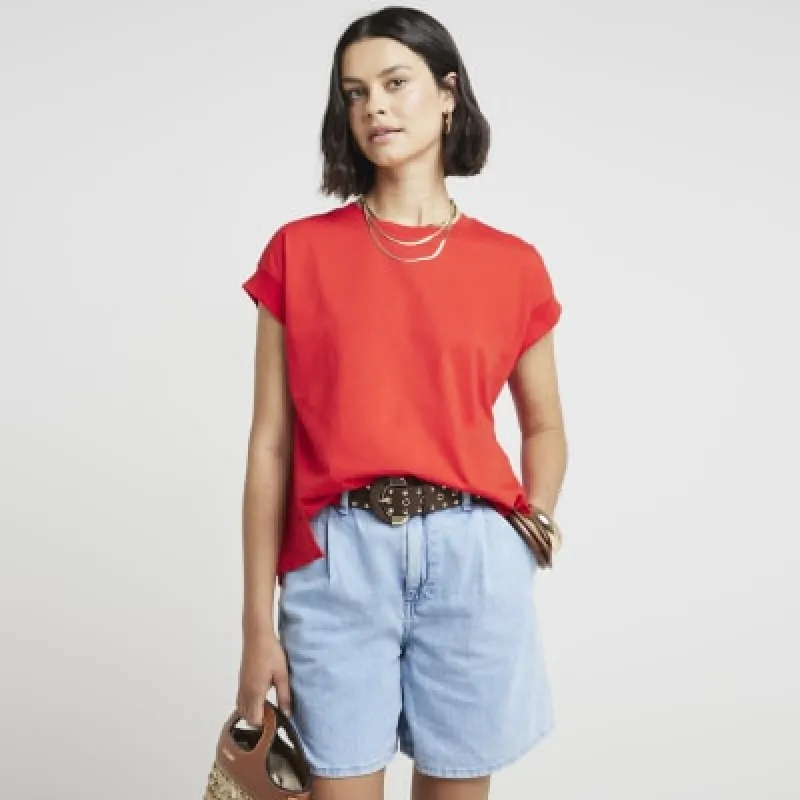 Red broderie back t-shirt sold by River Island