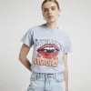 Blue embellished lips graphic t-shirt sold by River Island