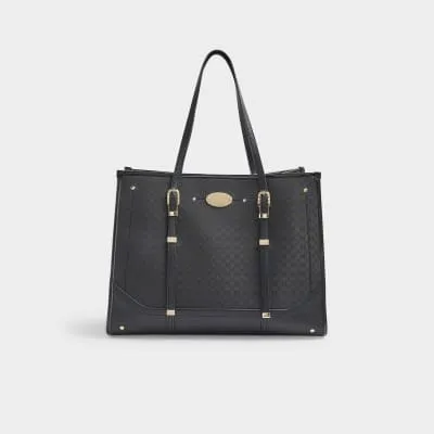 Black Monogram Buckle Shopper Bag sold by River Island