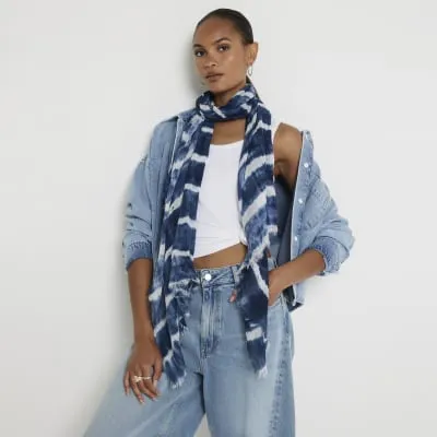 Blue tie dye lightweight scarf sold by River Island