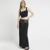 Black linen blend maxi skirt sold by River Island