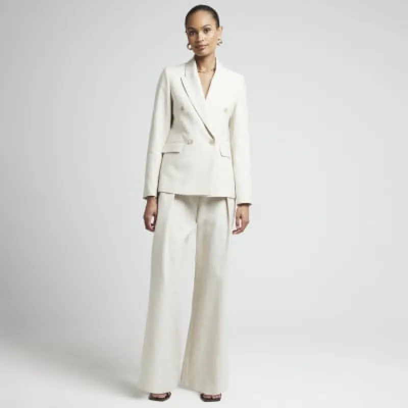 Beige linen blend blazer sold by River Island