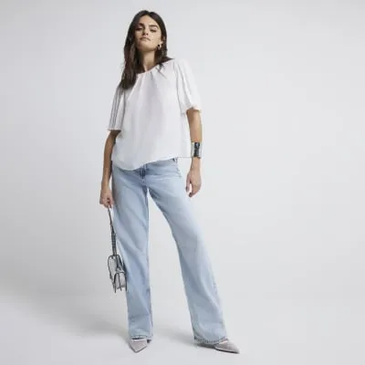 White pleated sleeve t-shirt sold by River Island