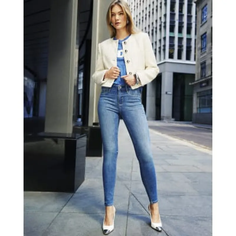 Blue molly mid rise super skinny fit jeans sold by River Island