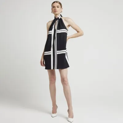 Black Twist Halter Neck Shift Mini Dress sold by River Island