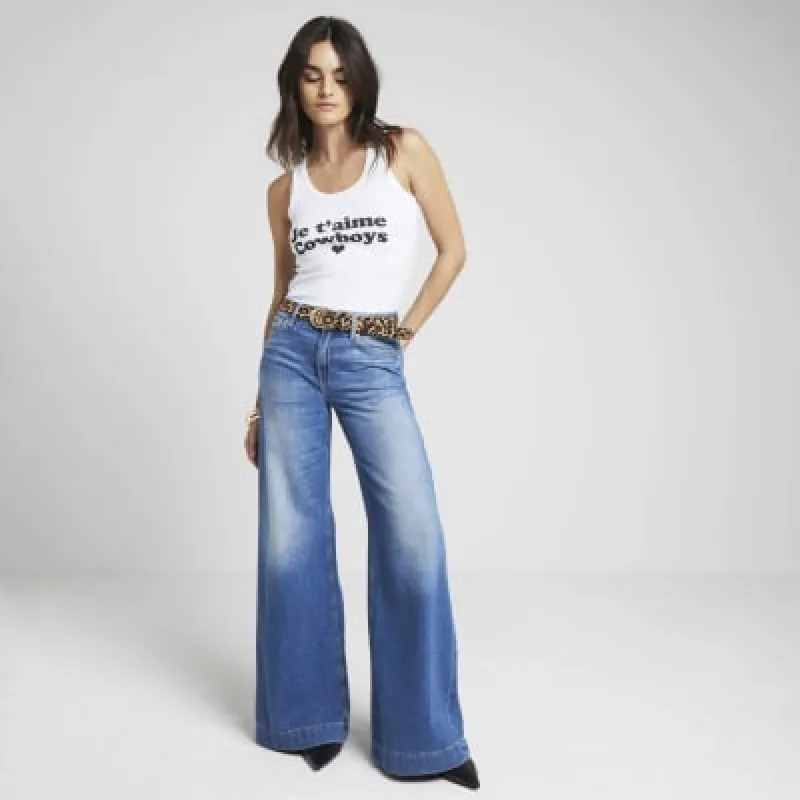 White Je T'aime Cowboys Vest Top sold by River Island