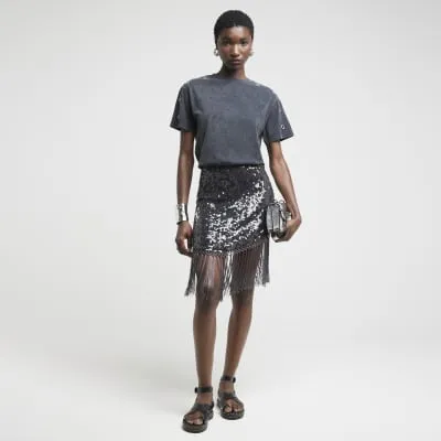 Grey eyelet t-shirt sold by River Island