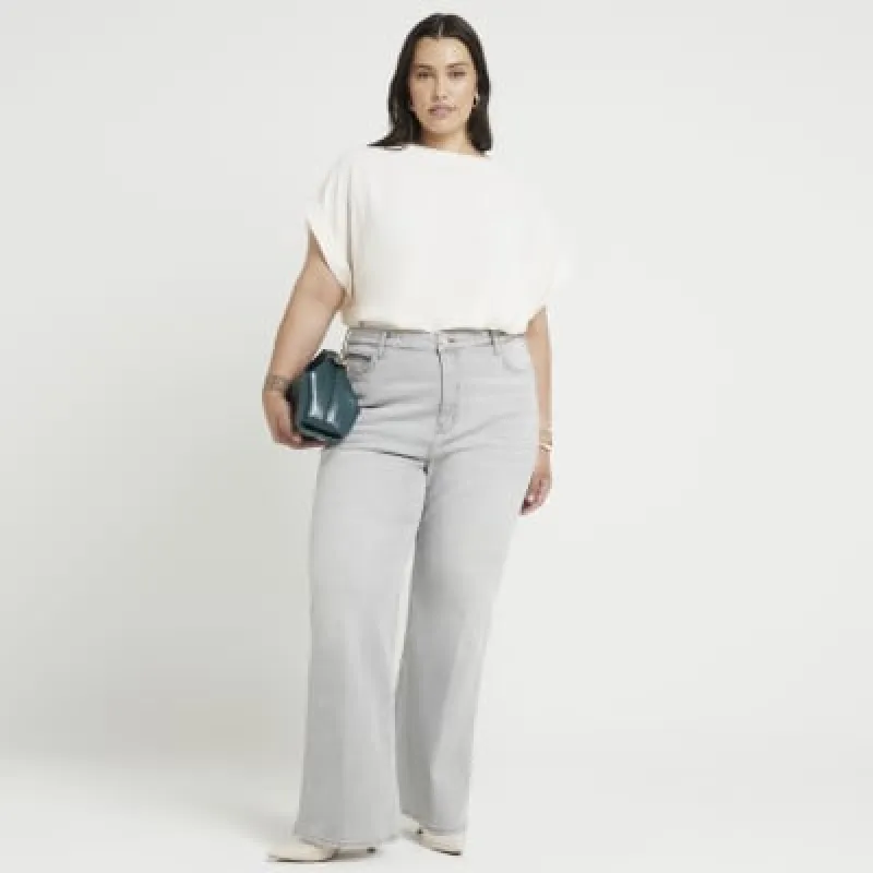 Plus cream Crepe Turned Cuff T-Shirt sold by River Island
