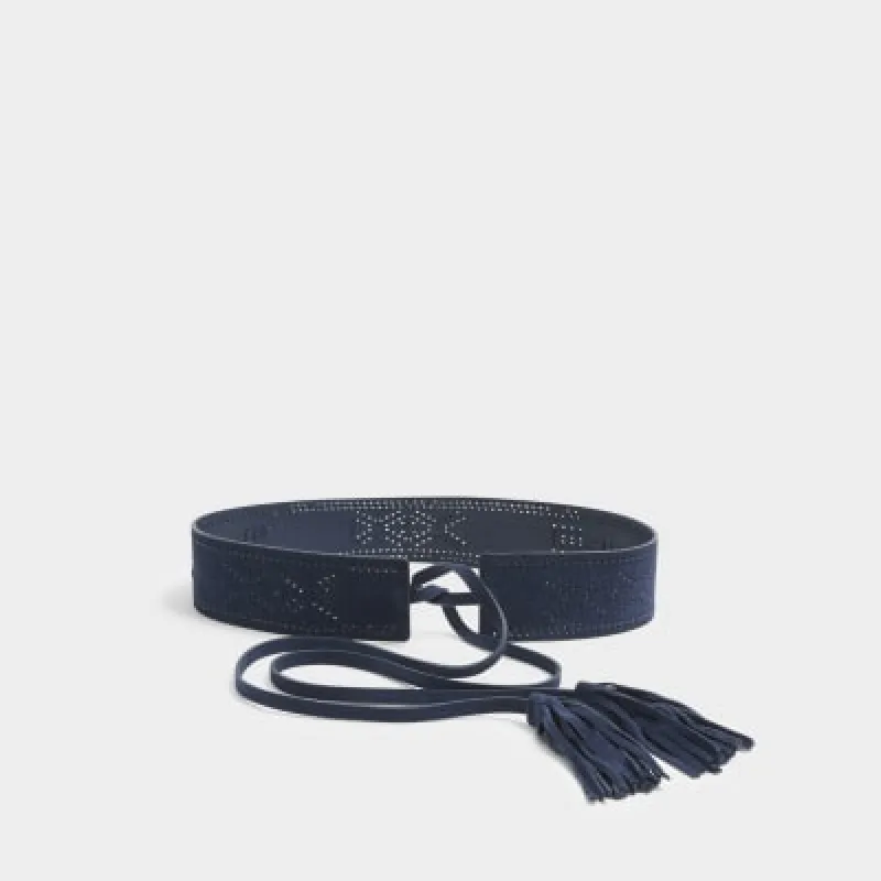 Navy Suede Whipstitch Tie Up Belt sold by River Island