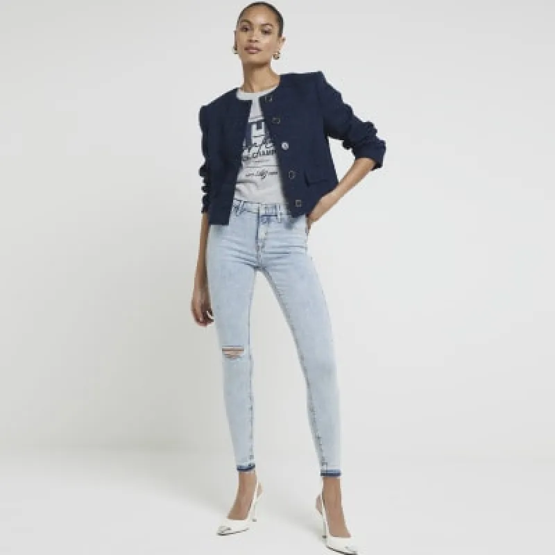 Blue Molly Mid Rise Bum Sculpt Jeggings sold by River Island