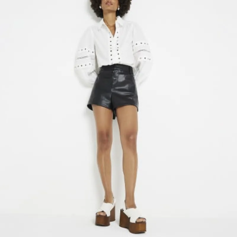 Beige leather cross strap wedge sandals sold by River Island