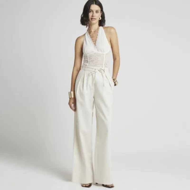 White lace halter neck bodysuit sold by River Island