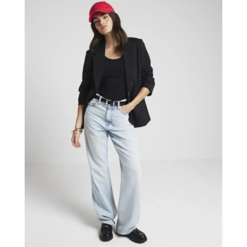 Black Scoop Neck Short Sleeve Bodysuit sold by River Island