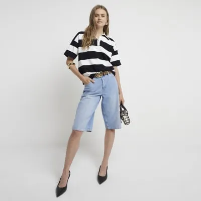 Black stripe polo t-shirt sold by River Island