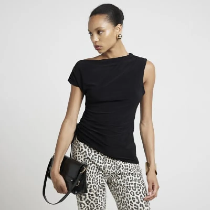 Black ruched tie side vest top sold by River Island