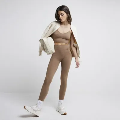 Brown Seamless textured leggings sold by River Island