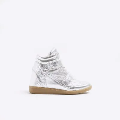 Silver High Top Wedge Trainers sold by River Island