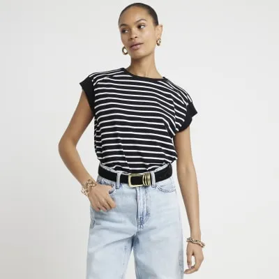 Black stripe crew neck t-shirt sold by River Island