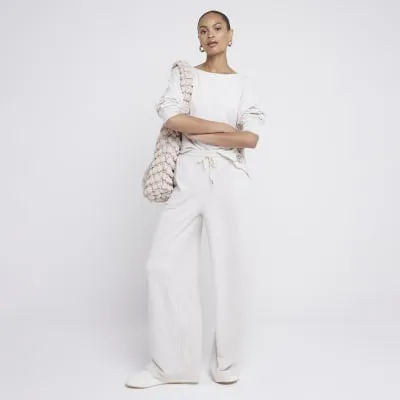 Beige Super Wide Leg Joggers sold by River Island