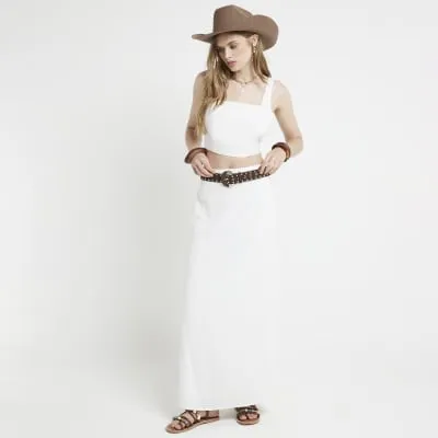 White linen blend maxi skirt sold by River Island