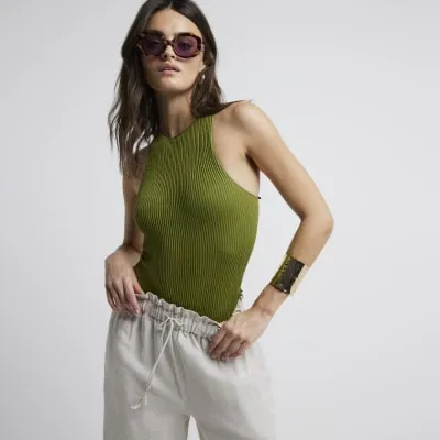 Green Seamless textured bodysuit sold by River Island