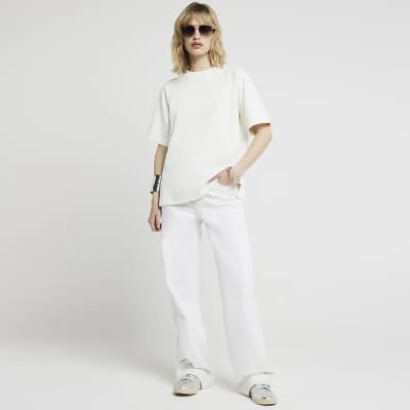 Cream oversized sweatshirt t-shirt sold by River Island