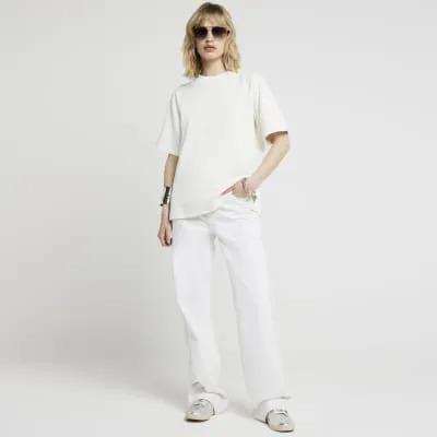 Cream oversized sweatshirt t-shirt sold by River Island