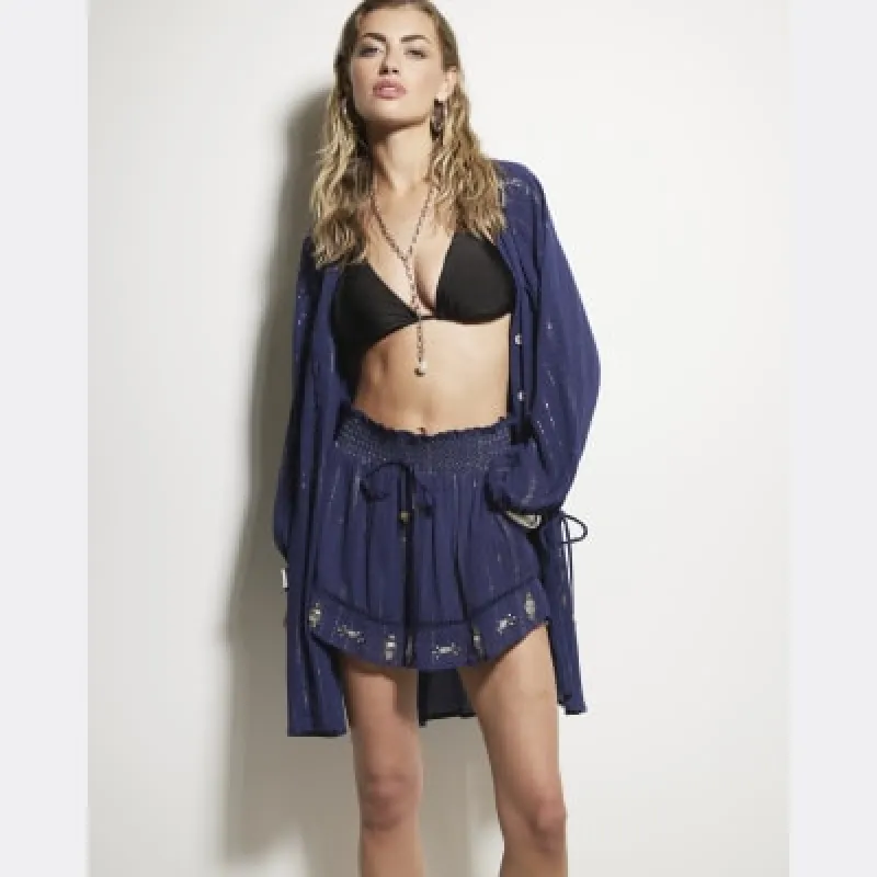 Navy glitter oversized beach shirt sold by River Island