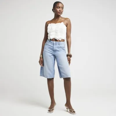 White ruffled bandeau top sold by River Island