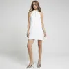 White Twist Halter Neck Shift Mini Dress sold by River Island