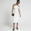 White bandeau bodycon midi dress sold by River Island