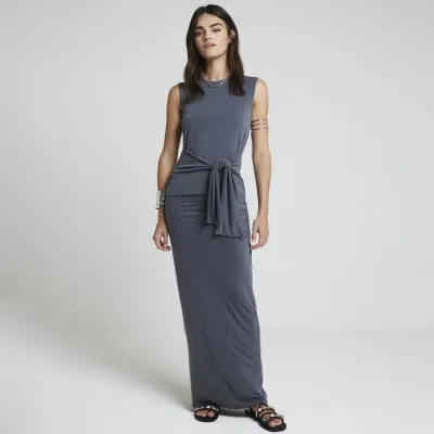 Grey belted tank top sold by River Island