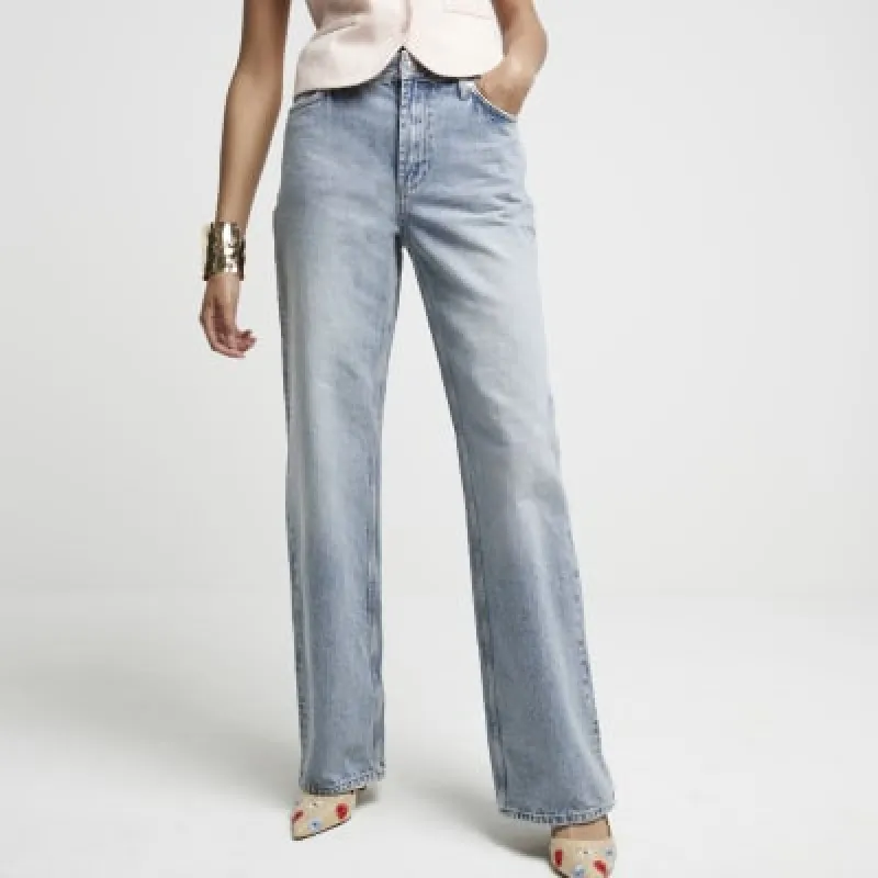 Denim relaxed straight jeans sold by River Island