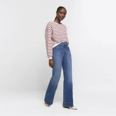 Blue high waisted wide leg jeans sold by River Island