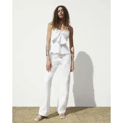 White High Waisted Relaxed Straight Jeans sold by River Island