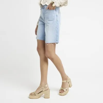 Gold strap platform heeled sandals sold by River Island