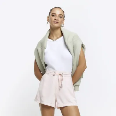 Pink lyocell elasticated shorts sold by River Island