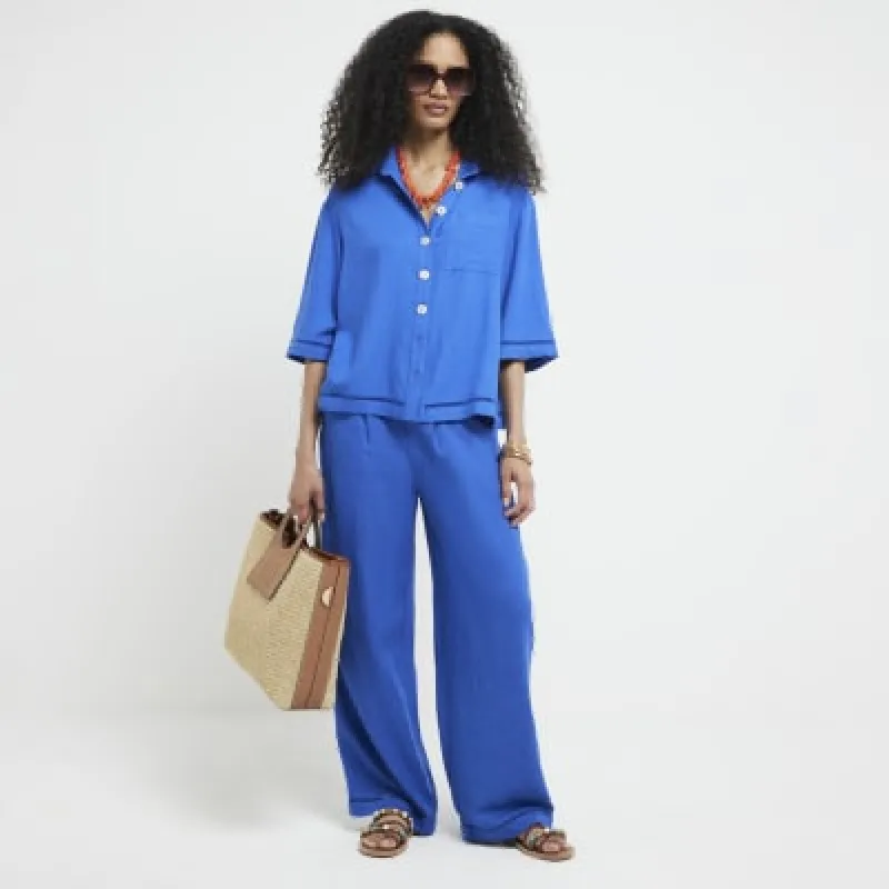 Blue linen blend shirt sold by River Island