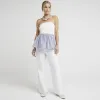 White stripe bandeau peplum top sold by River Island