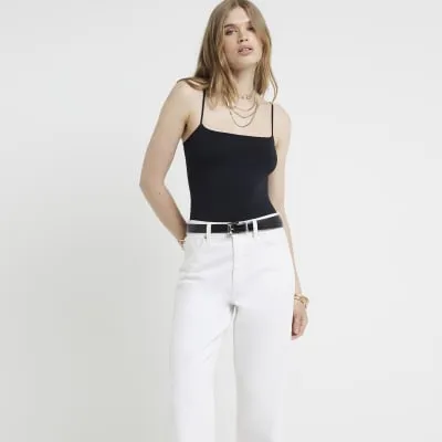 Black square neck bodysuit sold by River Island