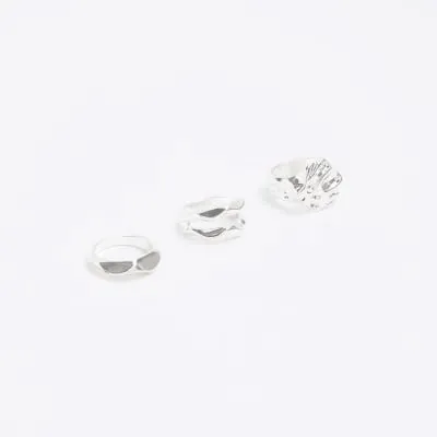 Silver Hammered Rings Multipack sold by River Island