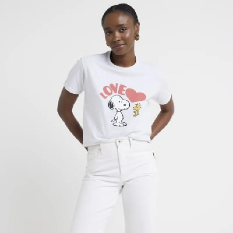 Grey Snoopy graphic t-shirt sold by River Island