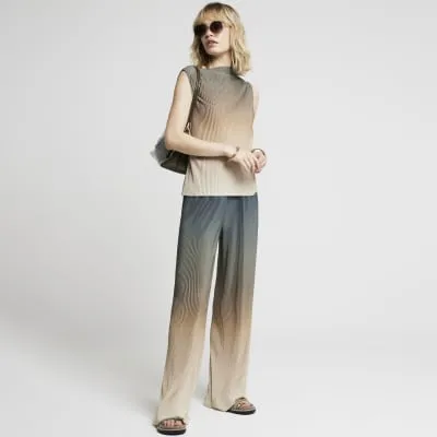 Green Ombre Plisse Vest Top sold by River Island