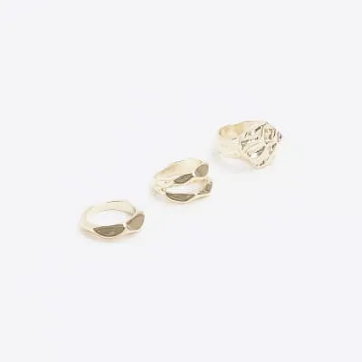 Gold Hammered Rings Multipack sold by River Island